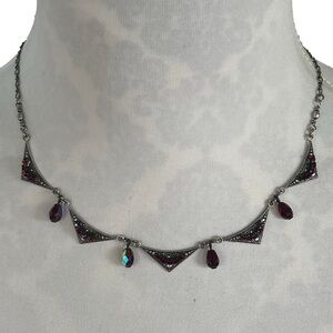 Clara Beau Necklace | Vintage Red Crystal Drop  Necklace